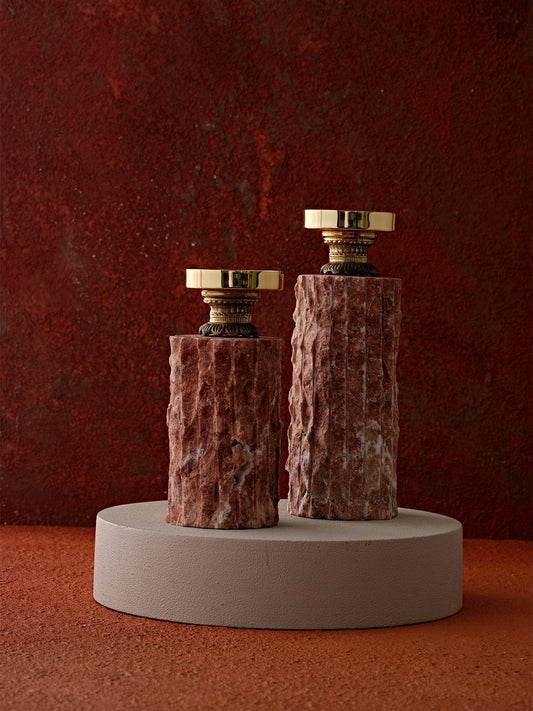 Talia interieurs Bougeoirs en marbre rouge